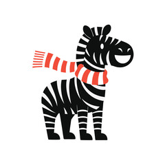 Happy zebra wearing striped scarf cartoon character. © MD HANIFA BHUYAN
