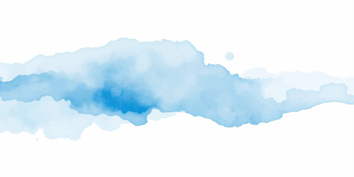 Abstract blue watercolor background with fluffy white clouds on a torn paper texture under a bright summer sky