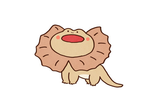 Frilled lizard spreading its neck frill to fiercely intimidate the enemy, self defense instinct or wild nature concept