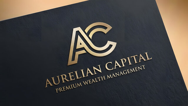Luxury business card with aurelian capital logo and premium wealth management services on dark background