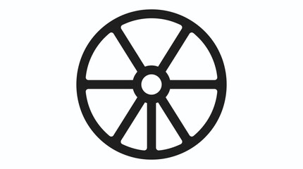 Obraz premium Abstract Minimalist Black Wheel Icon on White Background