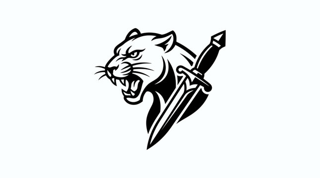 Aggressive Panther Head with Dagger Logo