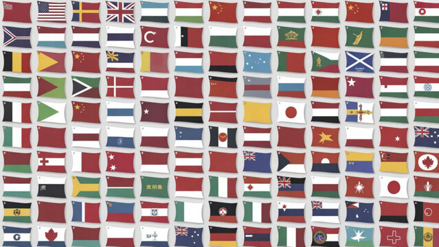 Global collection of world flags representing all countries official national flag set clean vector illustration design