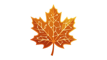 Obraz premium Digital Autumn Maple Leaf with Constellation Network, Technology Concept