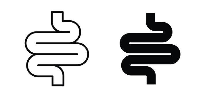 Gut constipation icon pack in black vector type