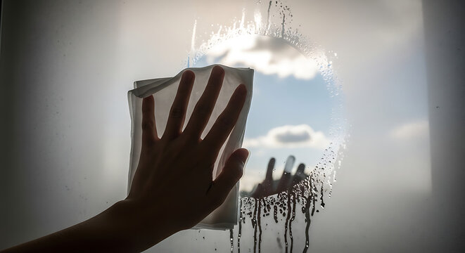 Hand holding cup of coffee.