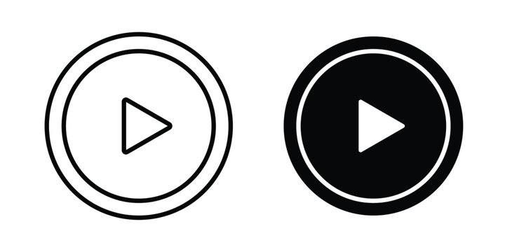 Media play button icon pack in black vector type