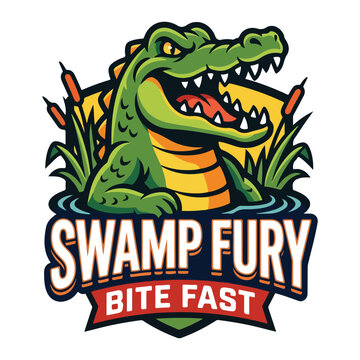 Swamp Fury Crocodile Logo with Catchphrase Bite Fast