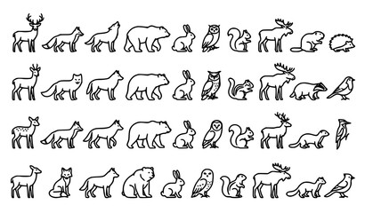 Small Animal Outline Collection Featuring Forest Wildlife Creatures for Educational Nature and Conservation Projects © Shakib