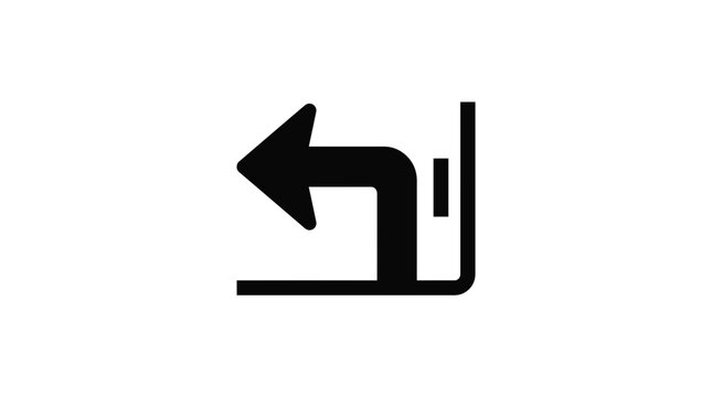 Black Arrow Turn Left Symbol on White Background