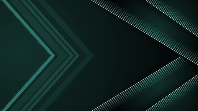 Dark geometric chevron background animation, Abstract background with layered chevrons on left and diagonal metallic-lined stripes on right