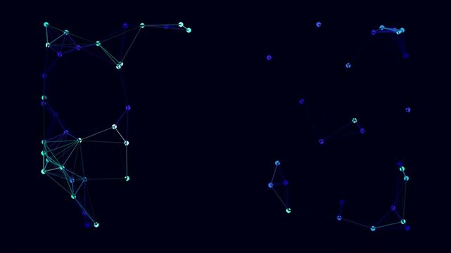 Abstract digital network with glowing nodes on dark background