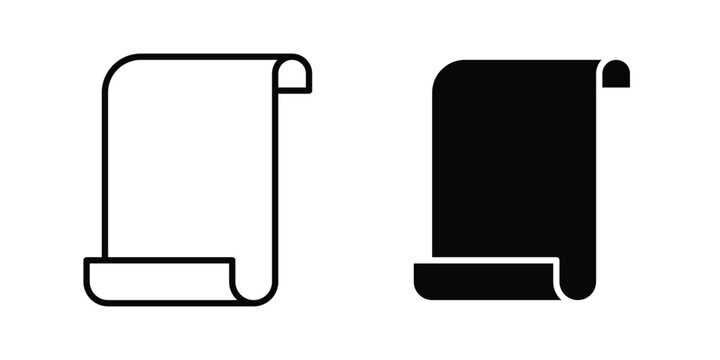 Scroll papyrus paper icon pack in black vector type