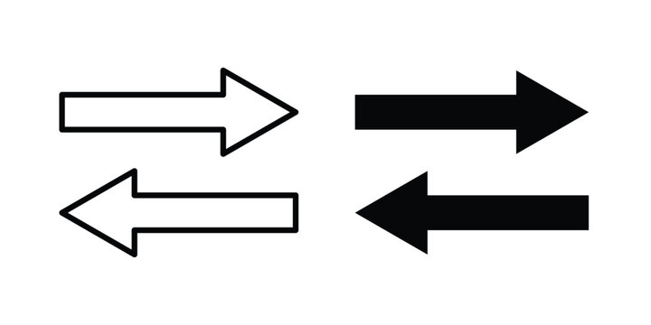 Transfer arrows icon pack in black vector type