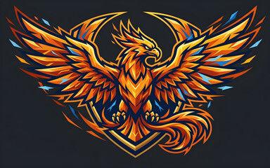 Obraz premium Elite phoenix sports emblem symbolizing rebirth, resilience, and success.