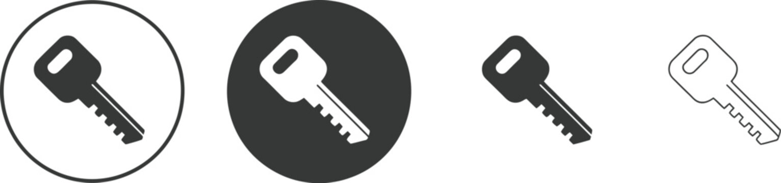 Key icons featuring secure access symbols for locksmith services, authentication systems, and security technology applications.