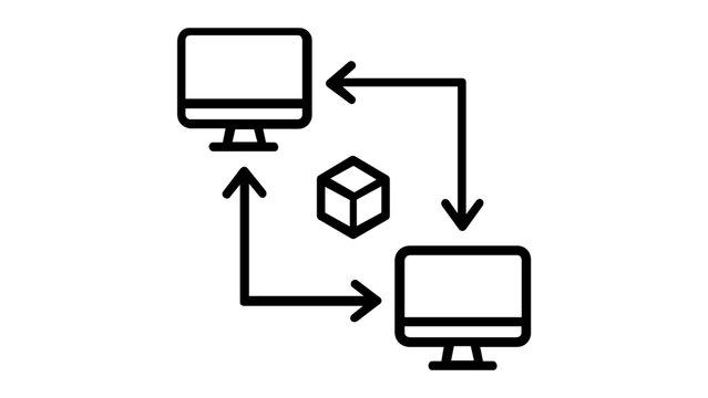 Minimalist blockchain network link vector icon illustration. Secure decentralized connection for digital finance and cryptocurrency technology. Professional flat design element for business.
