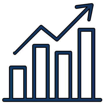 Growing Bar Chart Line Icon Vector Illustration representing financial success, business growth, market analysis, and economic progress, isolated on a clean white background for web design.
