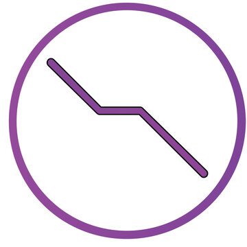 Minimalist declining line graph vector illustration with editable stroke, professional financial loss icon for business reports, adjustable stroke weight thin line art for data analysis.