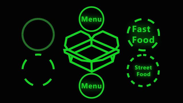 Fast food takeout box UI Hand animation with menu and branding container noodle box. 4k video.