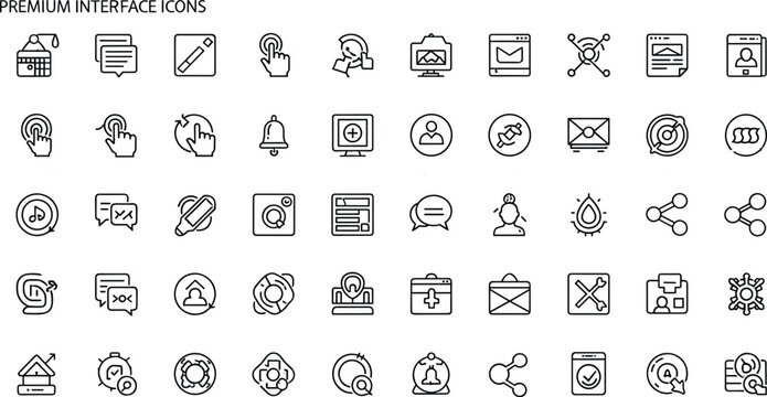 Minimalist flat style interface icon set collection