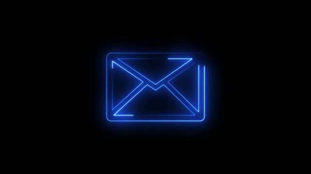 Neon message box icon animation video notice receive massage animated sign symbol.
