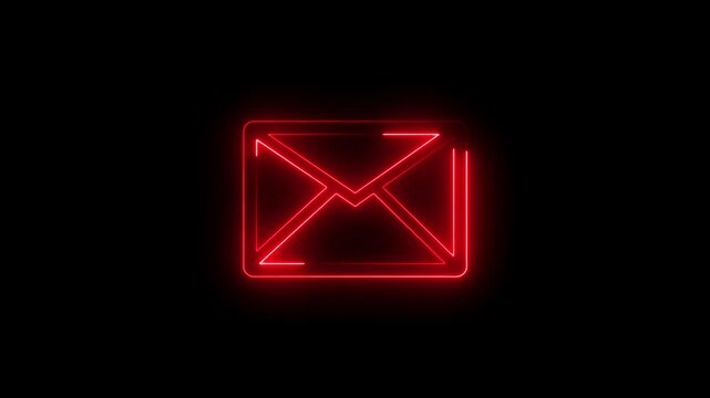 Neon message box icon animation video notice receive massage animated sign symbol.