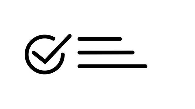 Digital task management and survey completion interface element. Minimalist checklist illustration with check marks and three text lines.