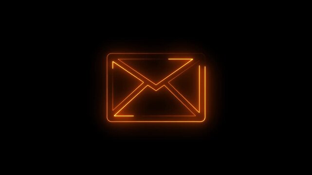 Neon message box icon animation video notice receive massage animated sign symbol.