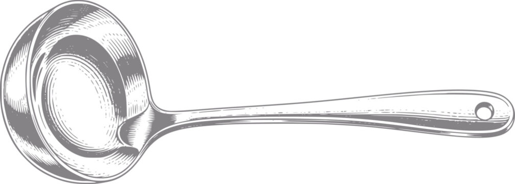 Vintage engraved ladle on white background