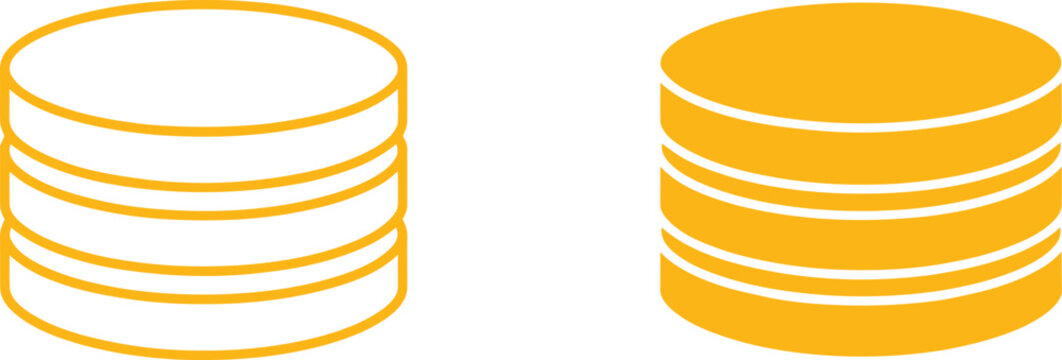 Business finance icon of stacked coins for money and investment concepts