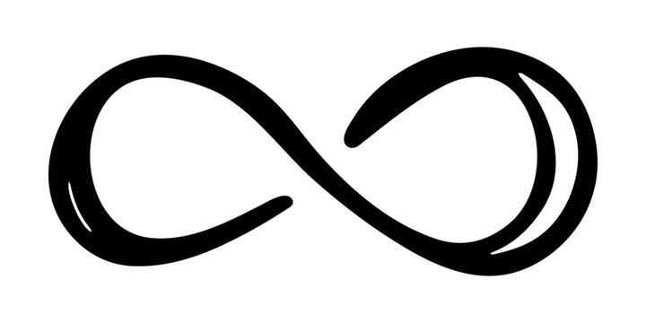 Hand drawn infinity sign Eternal limitless unlimited infinite forever symbol Cycle endless life concept doodle For design print logo tattoo