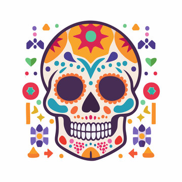 Colorful Sugar Skull Illustration