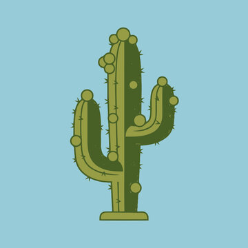 Green Cactus Plant Closeup View.