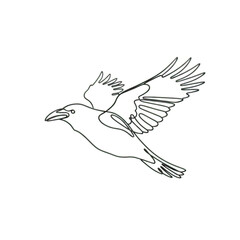 Obraz premium Minimalist Continuous Line Drawing of a Flying Crow