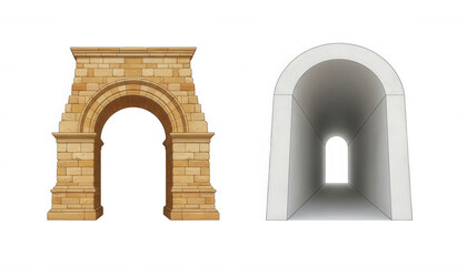 Fototapeta premium Stone Architectural Archway and Modern Tunnel Entrance