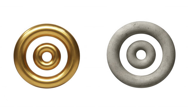 Set of Gold and Concrete Torus Geometric Shapes