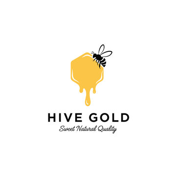 vibrant worker bee dripping honey for organic honey producers local apiaries natural health food stores artisanal logo design