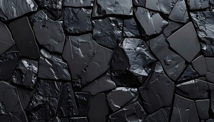Fototapeta premium Dark Textured Stone Wall Background Abstract Pattern.