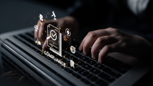 Concept of corporate compliance and risk management. Adhering to legal regulations and internal policies through systematic audits and process verification for business integrity. Fermion