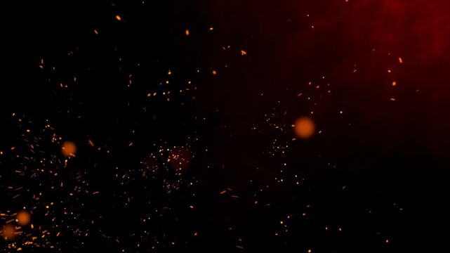 Cinematic Fire Sparks and Orange Ember Particles Background Seamless Loop VJ Overlay Ultra HD 4K