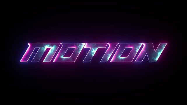 Neon cinematic motion text logo with glowing cyberpunk style typography