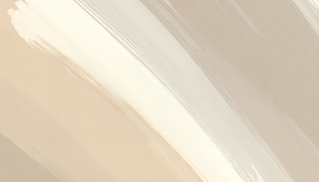 Abstract beige brush strokes in diagonal composition for aesthetic backgrounds, digital painting style with soft warm lighting on minimalist textured surface.