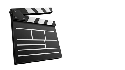 Fototapeta premium Professional black and white film clapperboard used for movie production isolated on transparent background