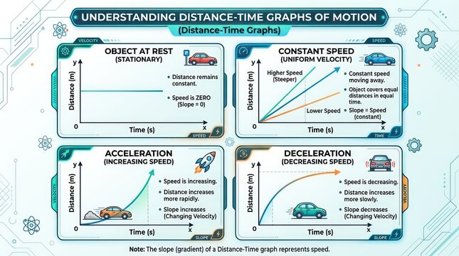 Understanding Distance Time Graphs of Motion in Physics.