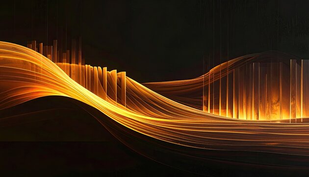 Abstract Golden Waveform Sound Visualization.