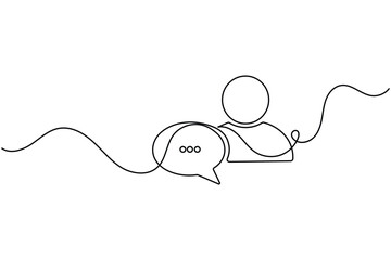 Obraz premium Chat bubbles continuous line art vector of two speech bubbles for communication