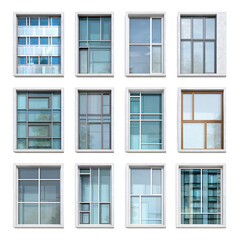 Fototapeta premium Modern Windows Set Isolated on White Background: Versatile Collection for Projects