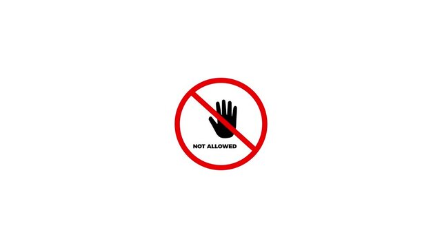 Not allowed sign with stop hand icon, prohibition and restricted access concept
