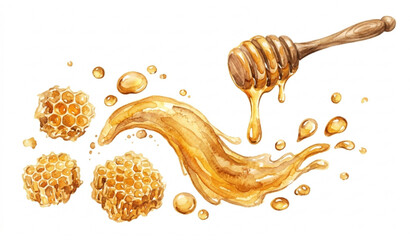 Watercolor honey illustration isolated on white background © MD ASHIK MIA
